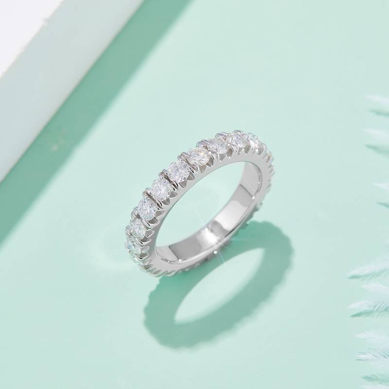Full circle tiger claw guard ring S925 silver plated platinum moissanite diamond gemstone 3.0mm